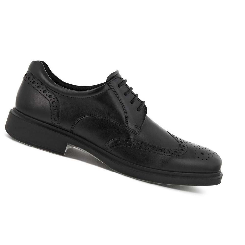 Férfi Ecco Helsinki 2.0 Wing Tip Tie Ruha Cipő Fekete | HU 517HAP